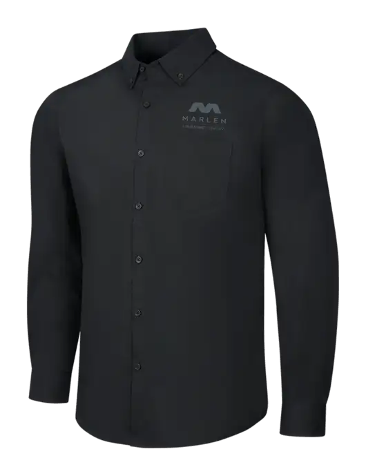 Black Long Sleeve Carefree Poplin Shirt w/Marlen Logo