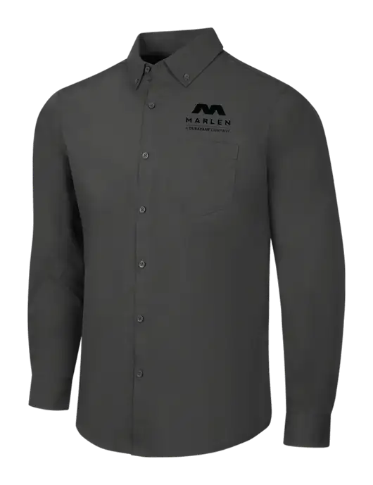 Dark Grey Long Sleeve Carefree Poplin Shirt w/Marlen Logo