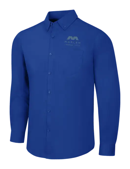 Dark Royal Long Sleeve Carefree Poplin Shirt w/Marlen Logo