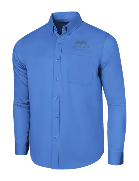 Long Sleeve Dark Carolina Blue Superpro React Twill Shirt w/Marlen Logo