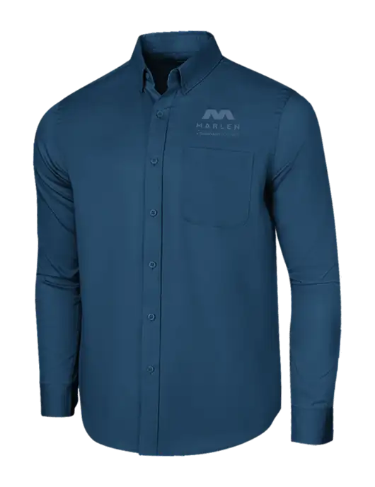 Long Sleeve Light Navy Superpro React Twill Shirt w/Marlen Logo