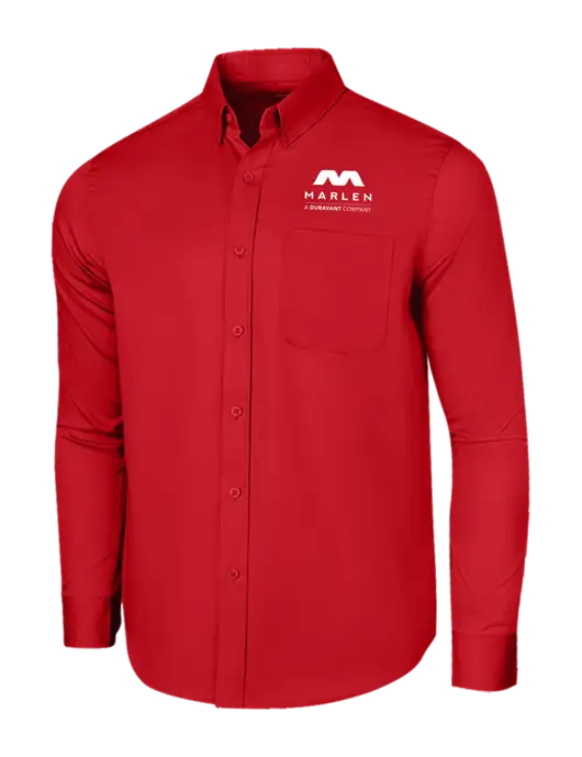 Long Sleeve Red Superpro React Twill Shirt w/Marlen Logo
