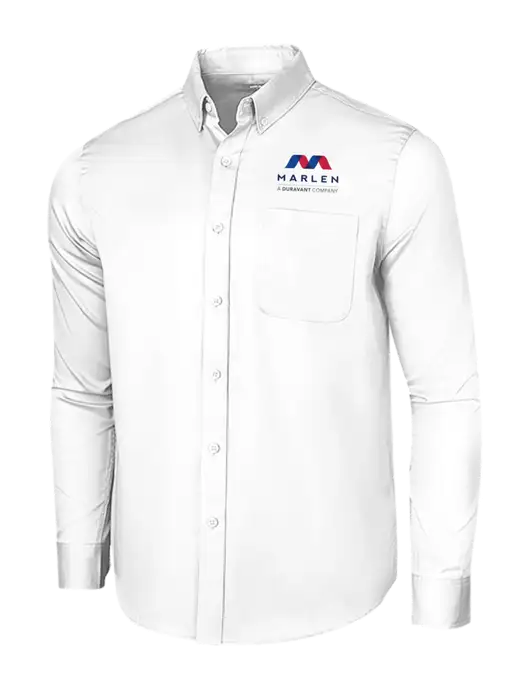 Long Sleeve White Superpro React Twill Shirt w/Marlen Logo