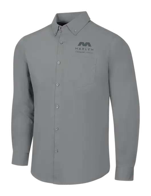 Medium Grey Long Sleeve Carefree Poplin Shirt w/Marlen Logo
