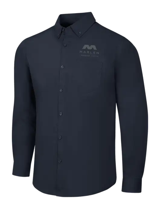Navy Long Sleeve Carefree Poplin Shirt w/Marlen Logo