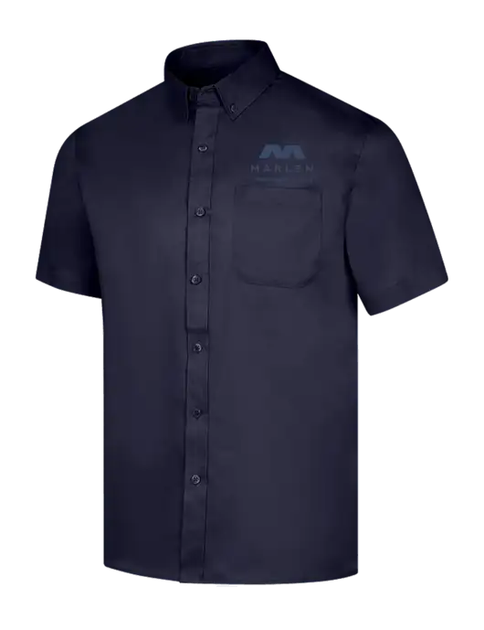 Short Sleeve Navy Superpro React Twill Shirt w/Marlen Logo