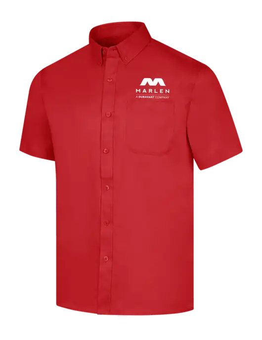 Short Sleeve Red Superpro React Twill Shirt w/Marlen Logo