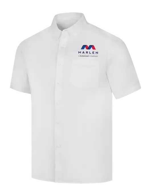 Short Sleeve White Superpro React Twill Shirt w/Marlen Logo