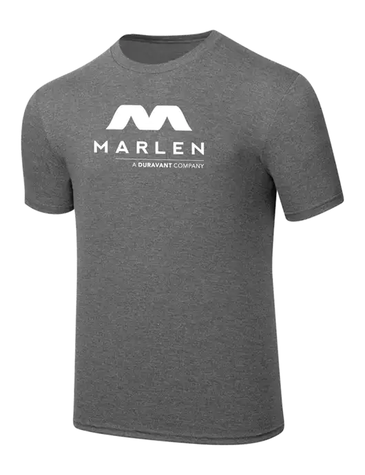 Simply Soft Heathered Medium Grey 4.5oz  Poly/Combed Ring Spun Cotton T-Shirt w/Marlen Logo
