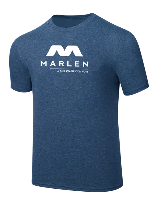 Simply Soft Heathered Navy 4.5oz  Poly/Combed Ring Spun Cotton T-Shirt w/Marlen Logo