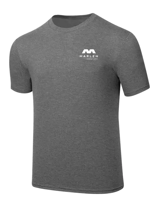 Simply Soft Heathered Medium Grey 4.5oz  Poly/Combed Ring Spun Cotton T-Shirt w/Marlen Logo