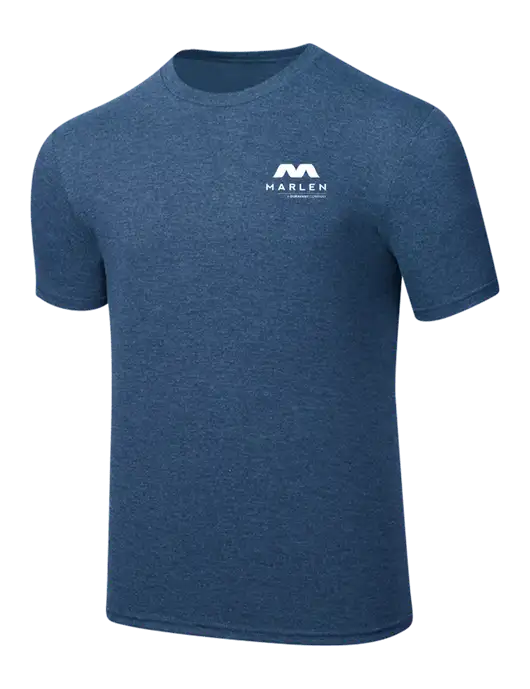 Simply Soft Heathered Navy 4.5oz  Poly/Combed Ring Spun Cotton T-Shirt w/Marlen Logo