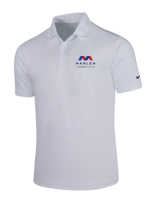 NIKE White Dri-Fit Vertical Mesh Polo w/Marlen Logo