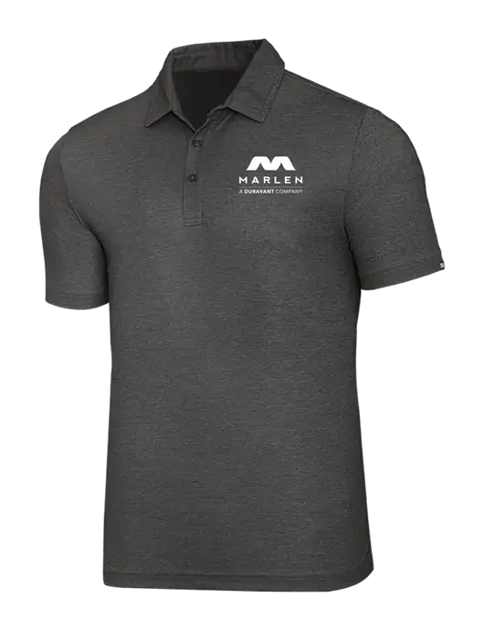 TravisMathew Black Heather Oceanside Polo w/Marlen Logo