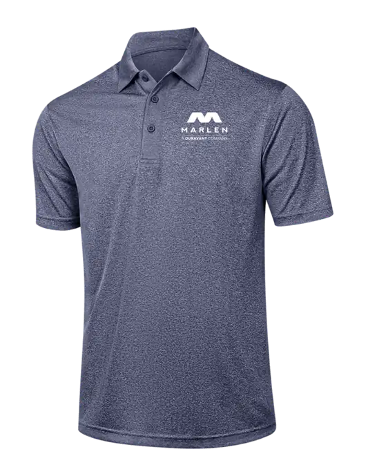 Navy Heather Contender Polo w/Marlen Logo