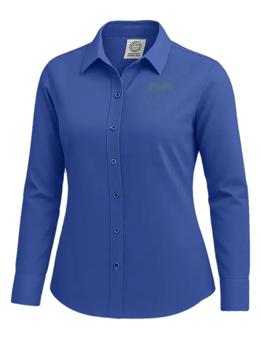 Brooks Brothers Womens Royal Blue Wrinkle-Free Stretch Nailhead Shirt w/Marlen Logo