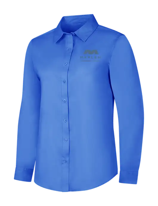 Dark Carolina Blue Womens Long Sleeve Superpro React Twill Shirt w/Marlen Logo