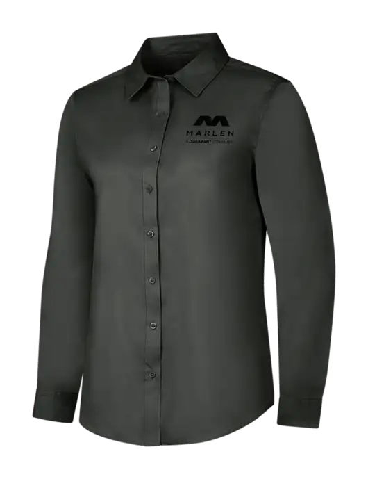 Dark Grey Womens Long Sleeve Superpro React Twill Shirt w/Marlen Logo