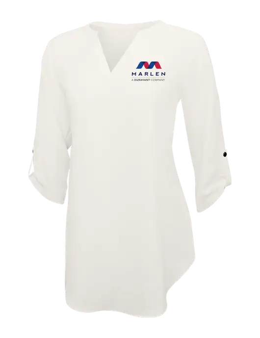 Ivory Womens 3/4 Sleeve Tunic Blouse w/Marlen Logo