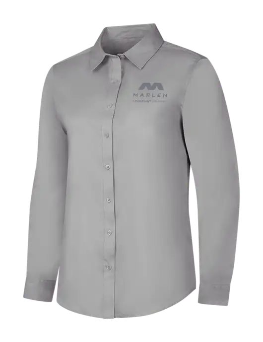 Light Grey Womens Long Sleeve Superpro React Twill Shirt w/Marlen Logo