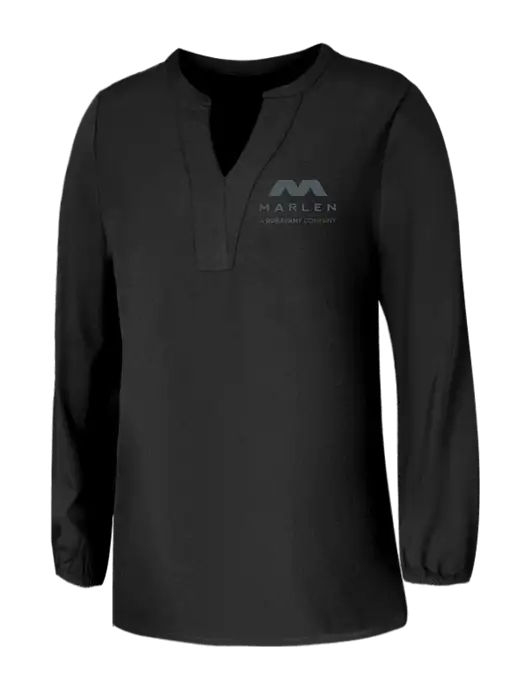 Mercer+Mettle Womens Deep Black Stretch Crepe 3/4 Sleeve Blouse w/Marlen Logo