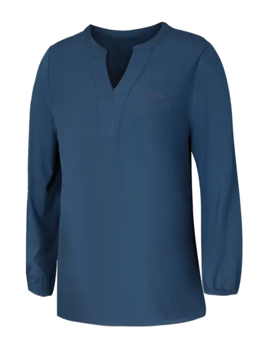 Mercer+Mettle Womens Light Navy Blue Grey Stretch Crepe 3/4 Sleeve Blouse w/Marlen Logo