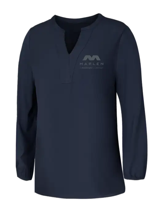 Mercer+Mettle Womens Navy Stretch Crepe 3/4 Sleeve Blouse w/Marlen Logo