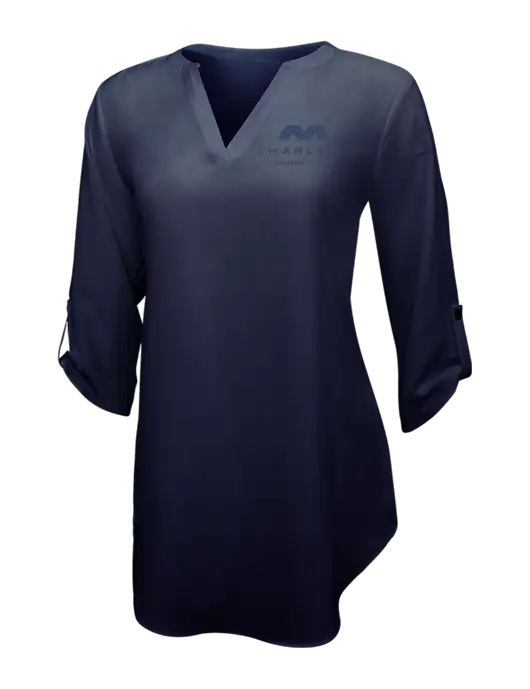 Navy Womens 3/4 Sleeve Tunic Blouse w/Marlen Logo
