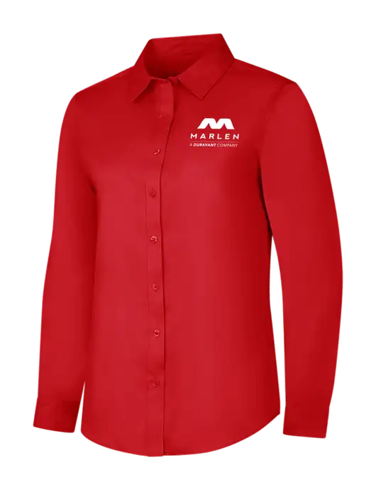 Red Womens Long Sleeve Superpro React Twill Shirt w/Marlen Logo