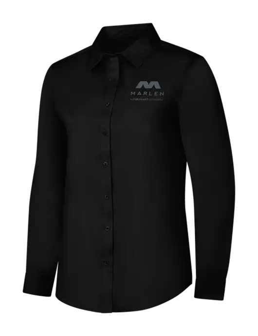 Womens Black Long Sleeve Superpro React Twill Shirt w/Marlen Logo