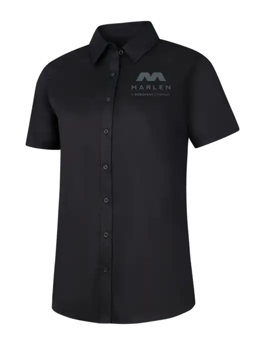 Womens Black Short Sleeve Superpro React Twill Shirt w/Marlen Logo