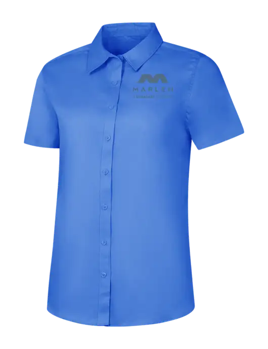 Womens Dark Carolina Blue Short Sleeve Superpro React Twill Shirt w/Marlen Logo