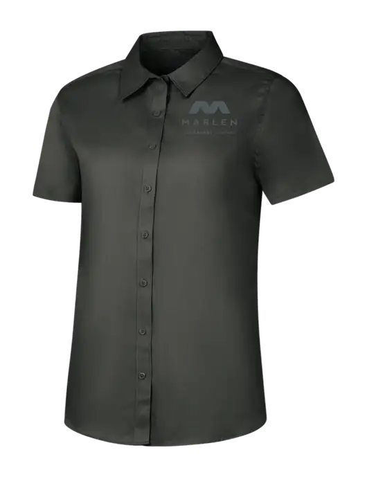 Womens Dark Grey Short Sleeve Superpro React Twill Shirt w/Marlen Logo