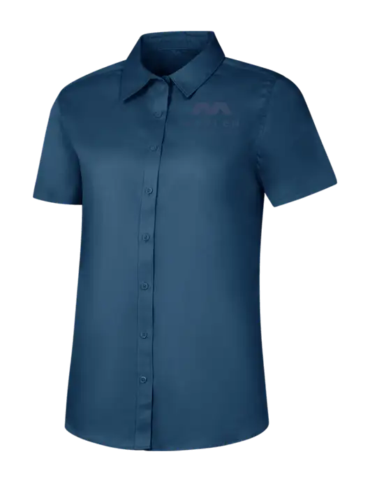 Womens Light Navy Short Sleeve Superpro React Twill Shirt w/Marlen Logo