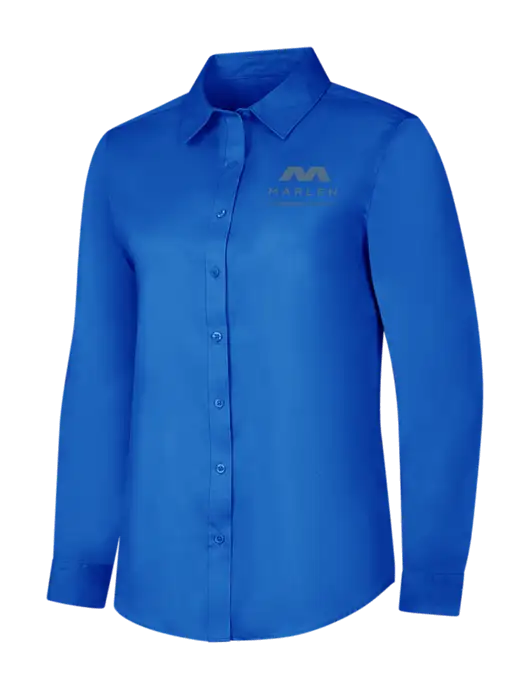 Womens Long Sleeve Royal Blue Superpro React Twill Shirt w/Marlen Logo