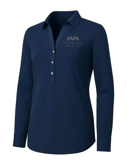 Womens Navy City Stretch Shirt w/Marlen Logo