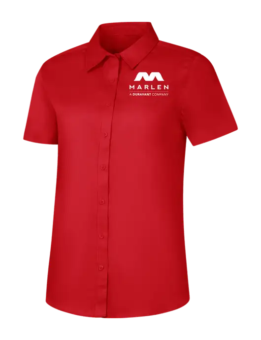 Womens Red Short Sleeve Superpro React Twill Shirt w/Marlen Logo