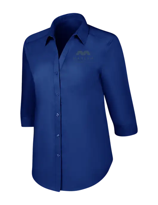 Womens Royal 3/4 Sleeve Carefree Poplin Shirt w/Marlen Logo