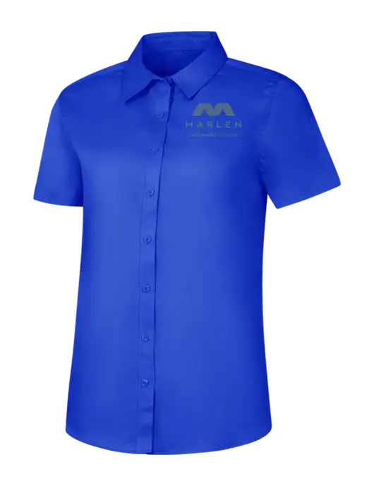 Womens Short Sleeve Dark Royal Superpro React Twill Shirt w/Marlen Logo