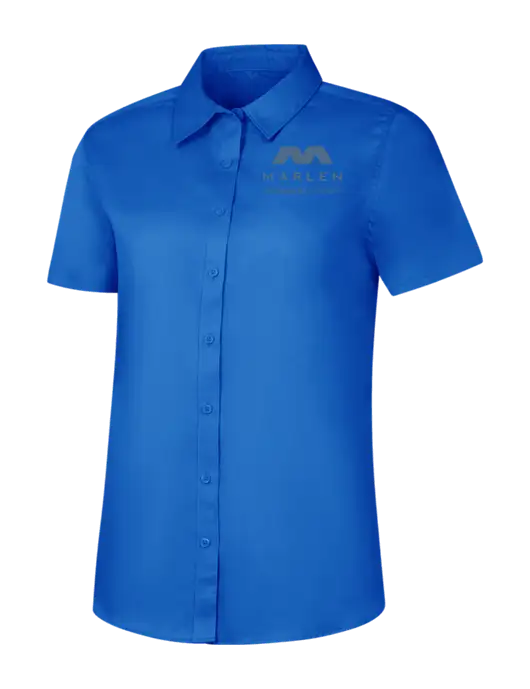 Womens Short Sleeve Royal Blue Superpro React Twill Shirt w/Marlen Logo