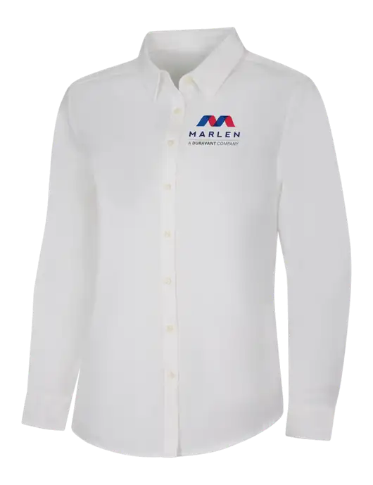 Womens White Long Sleeve Superpro React Twill Shirt w/Marlen Logo