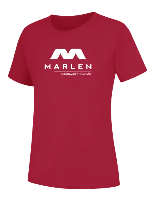 Womens Red Core Blend Tee w/Marlen Logo