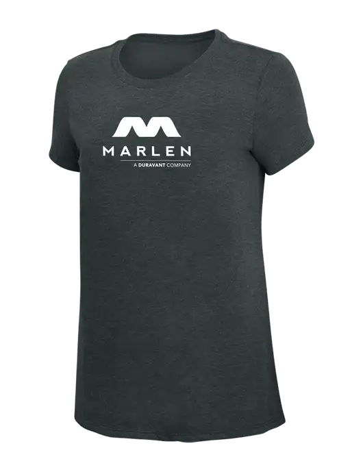 Womens Simply Soft Black Frost 4.5oz Poly/Combed Ring Spun Cotton T-Shirt w/Marlen Logo