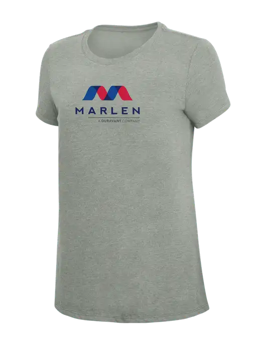Womens Simply Soft Grey Frost 4.5oz  Poly/Combed Ring Spun Cotton T-Shirt w/Marlen Logo