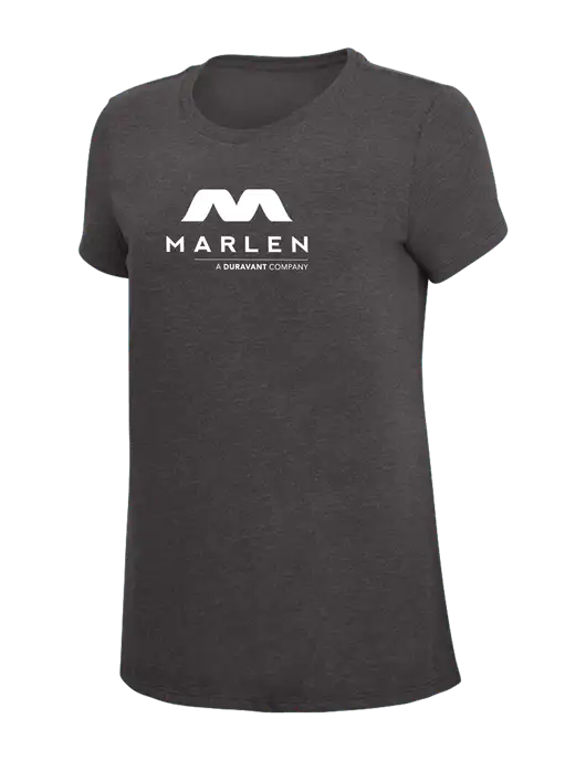 Womens Simply Soft Heather Charcoal 4.5oz  Poly/Combed Ring Spun Cotton T-Shirt w/Marlen Logo