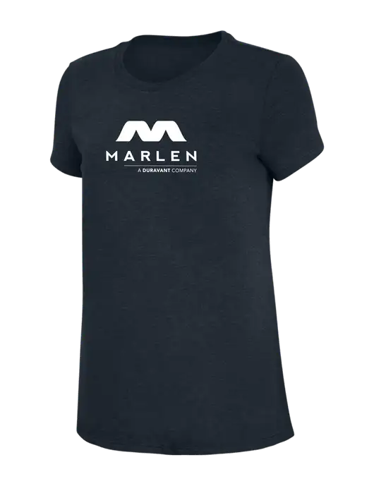 Womens Simply Soft Navy 4.5oz Poly/Combed Ring Spun Cotton T-Shirt w/Marlen Logo