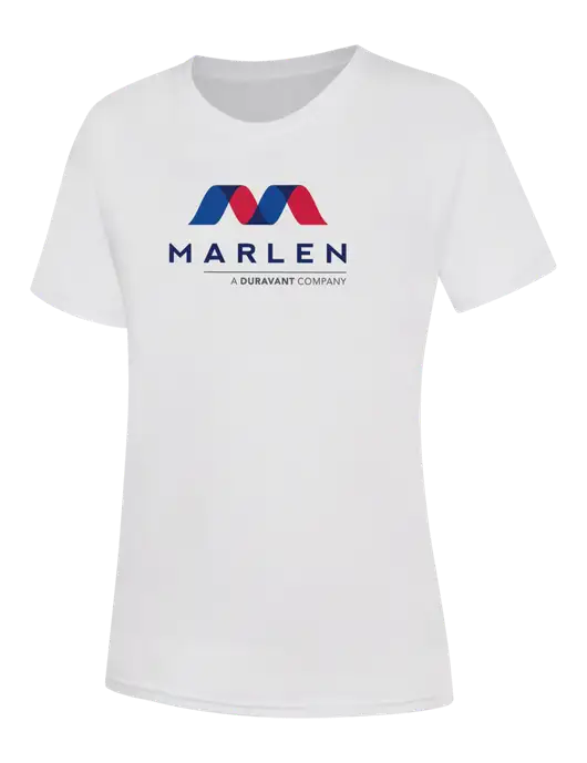 Womens White Core Blend Tee w/Marlen Logo