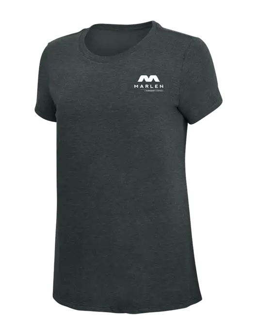 Womens Simply Soft Black Frost 4.5oz Poly/Combed Ring Spun Cotton T-Shirt w/Marlen Logo