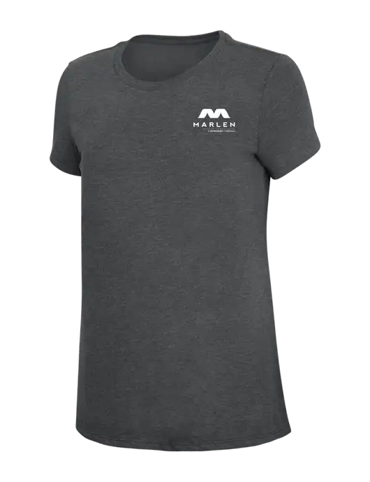 Womens Simply Soft Charcoal 4.5oz Poly/Combed Ring Spun Cotton T-Shirt w/Marlen Logo