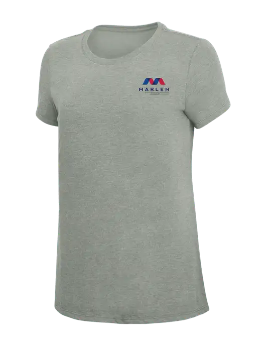 Womens Simply Soft Grey Frost 4.5oz  Poly/Combed Ring Spun Cotton T-Shirt w/Marlen Logo